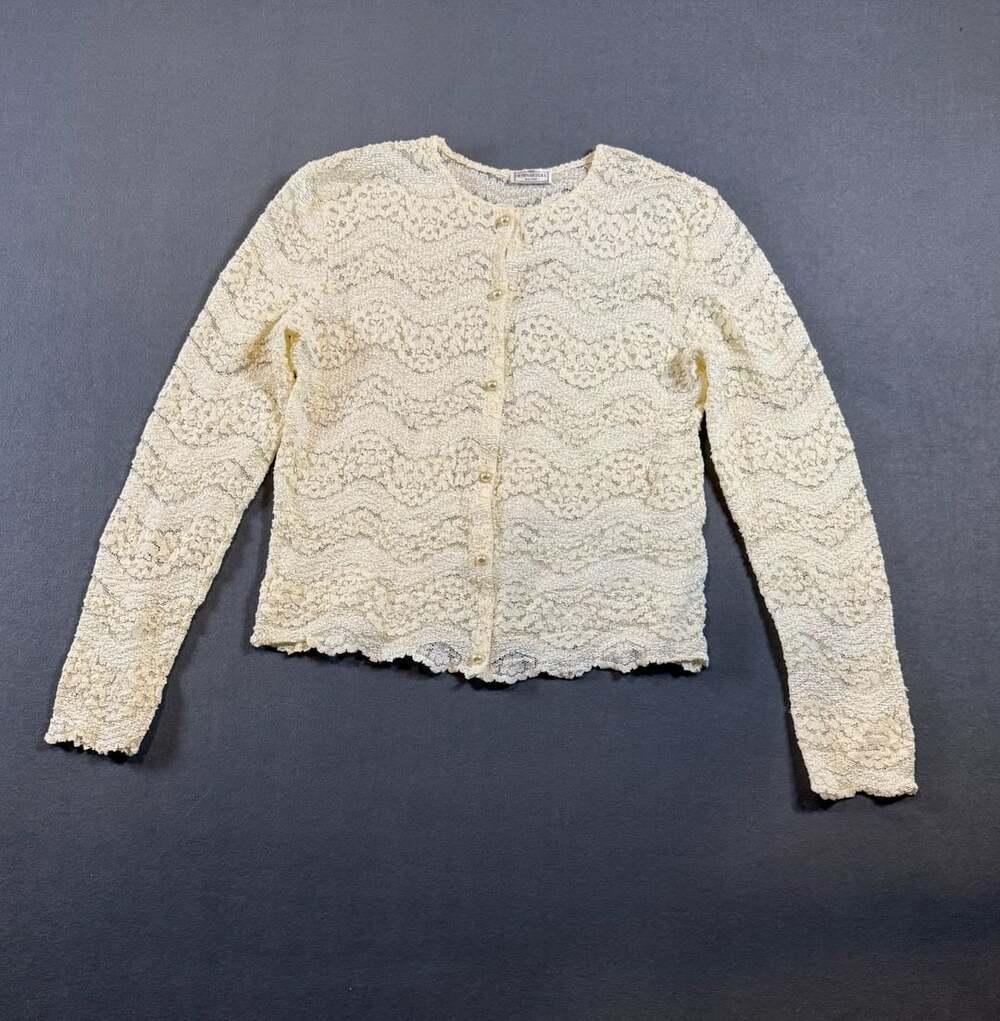 Henri Bendel Lace Cardigan Sweater Size Large